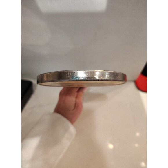 Vintage Handheld Portrait Lid Vanity Mirror with Wooden Handle Woman Portrait - Picture 8 of 13